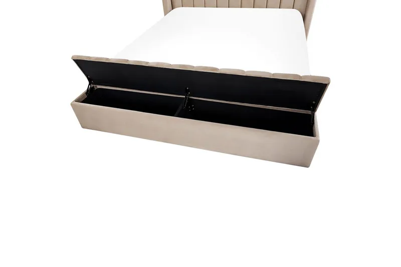 Seng med oppbevaringsbenk Noyers - Beige, 160x200 cm - Møbler - Senger - Sengeramme & sengestamme