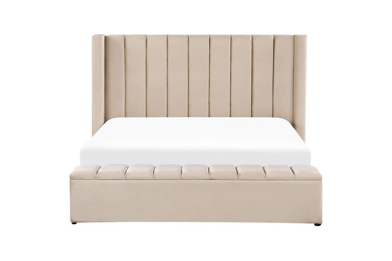 Seng med oppbevaringsbenk Noyers - Beige, 180x200 cm - Møbler - Senger - Sengeramme & sengestamme
