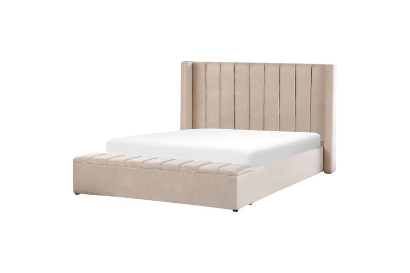 Seng med oppbevaringsbenk Noyers - Beige, 180x200 cm - Møbler - Senger - Sengeramme & sengestamme