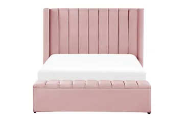 Seng med oppbevaringsbenk Noyers - Rosa, 140x200 cm - Møbler - Senger - Sengeramme & sengestamme