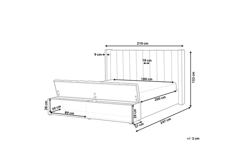 Seng med oppbevaringsbenk Noyers - Svart, 180x200 cm - Møbler - Senger - Sengeramme & sengestamme