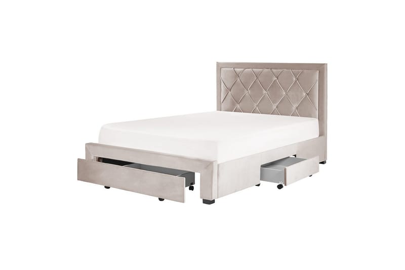 Seng med oppbevaringsskuffer Lievin - Beige, 140x200 cm - Møbler - Senger - Sengeramme & sengestamme