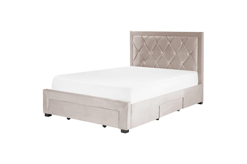 Seng med oppbevaringsskuffer Lievin - Beige, 140x200 cm - Møbler - Senger - Sengeramme & sengestamme