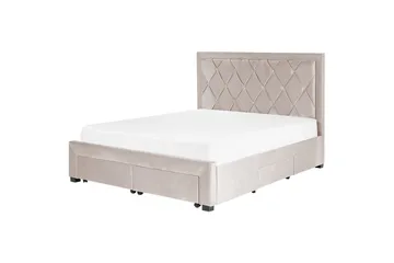 Seng med oppbevaringsskuffer Lievin - Beige, 160x200 cm - Møbler - Senger - Sengeramme & sengestamme