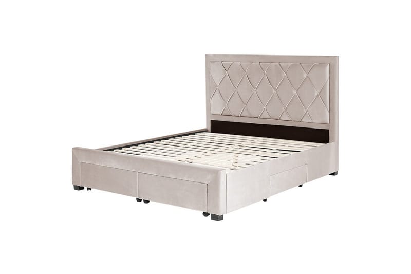 Seng med oppbevaringsskuffer Lievin - Beige, 160x200 cm - Møbler - Senger - Sengeramme & sengestamme