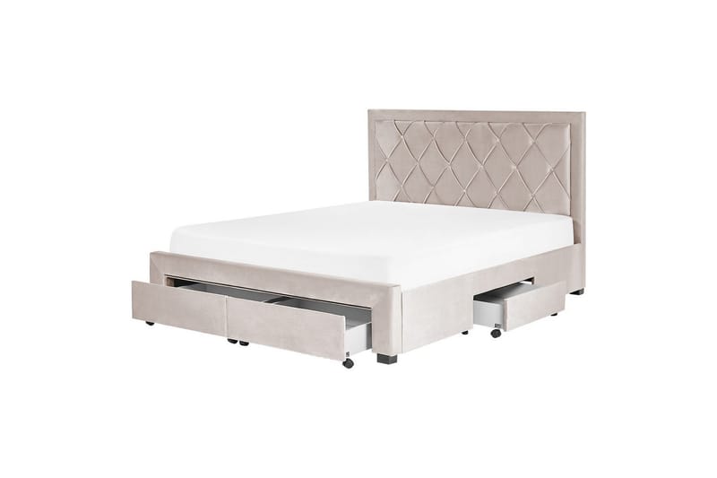 Seng med oppbevaringsskuffer Lievin - Beige, 160x200 cm - Møbler - Senger - Sengeramme & sengestamme