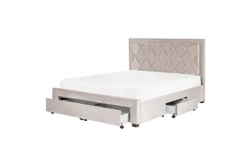 Seng med oppbevaringsskuffer Lievin - Beige, 160x200 cm - Møbler - Senger - Sengeramme & sengestamme