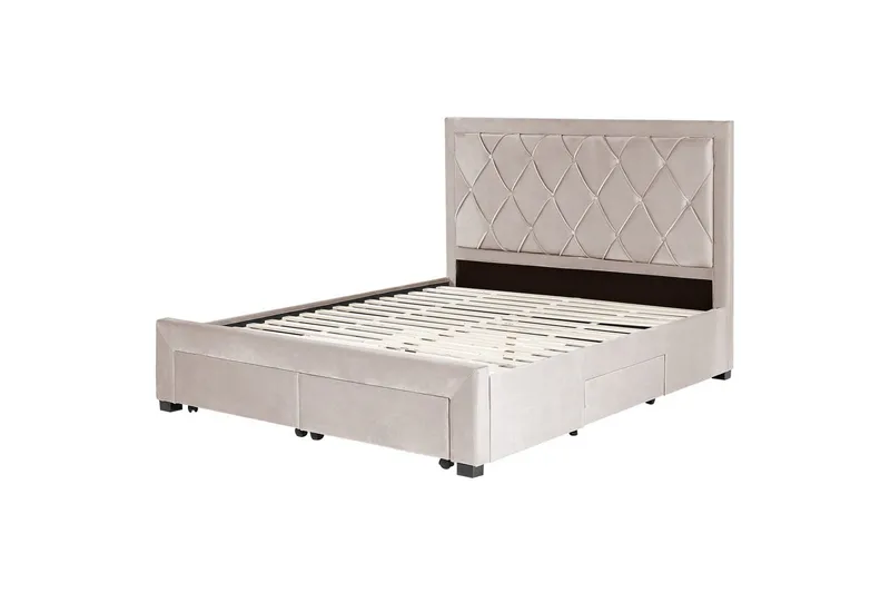 Seng med oppbevaringsskuffer Lievin, Beige, 160x200 cm