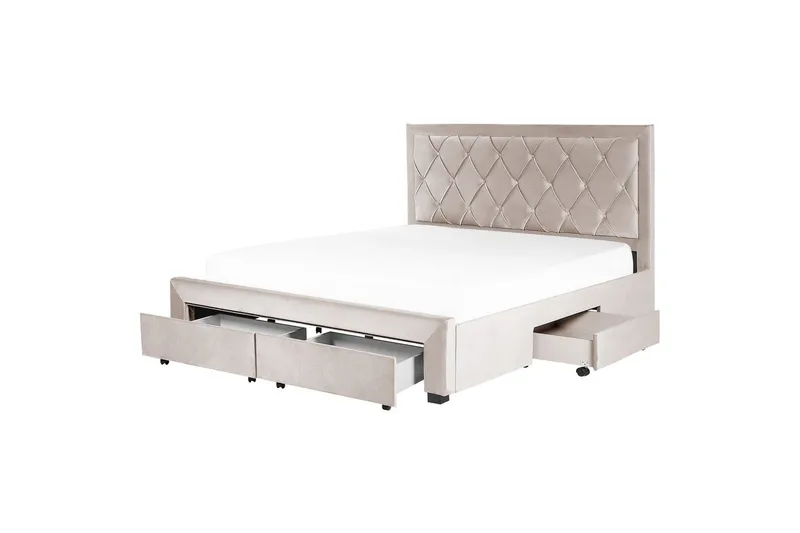 Seng med oppbevaringsskuffer Lievin - Beige, 180x200 cm - Møbler - Senger - Sengeramme & sengestamme