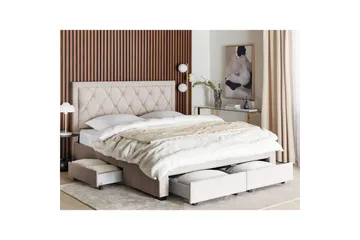 Seng med oppbevaringsskuffer Lievin - Beige, 180x200 cm - Møbler - Senger - Sengeramme & sengestamme