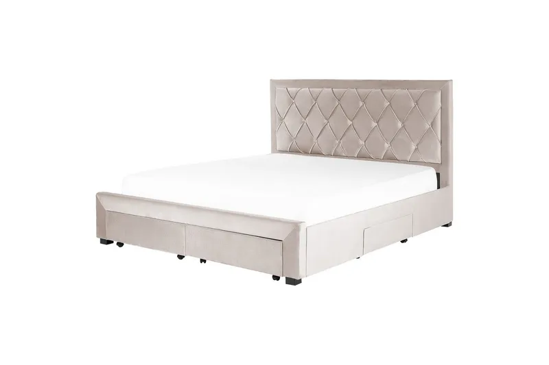 Seng med oppbevaringsskuffer Lievin - Beige, 180x200 cm - Møbler - Senger - Sengeramme & sengestamme