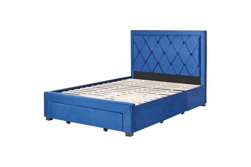 Seng med oppbevaringsskuffer Lievin - Blå, 140x200 cm - Møbler - Senger - Sengeramme & sengestamme