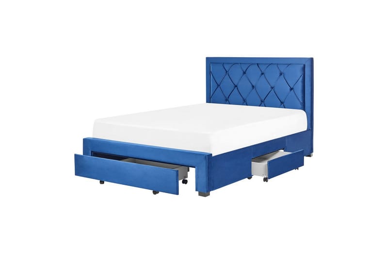 Seng med oppbevaringsskuffer Lievin - Blå, 140x200 cm - Møbler - Senger - Sengeramme & sengestamme