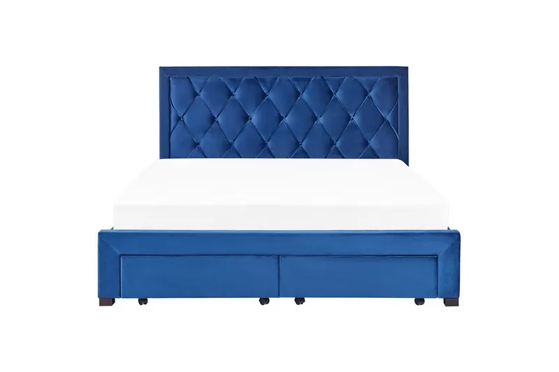 Seng med oppbevaringsskuffer Lievin - Blå, 180x200 cm - Møbler - Senger - Sengeramme & sengestamme