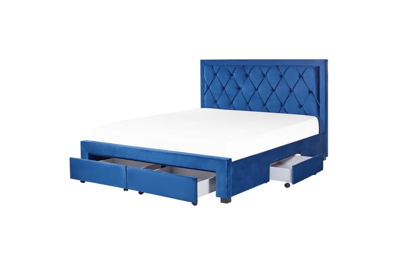 Seng med oppbevaringsskuffer Lievin - Blå, 180x200 cm - Møbler - Senger - Sengeramme & sengestamme