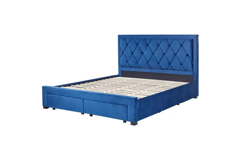 Seng med oppbevaringsskuffer Lievin - Blå, 180x200 cm - Møbler - Senger - Sengeramme & sengestamme