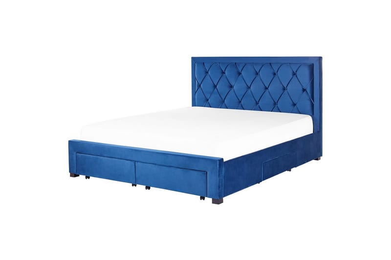 Seng med oppbevaringsskuffer Lievin - Blå, 180x200 cm - Møbler - Senger - Sengeramme & sengestamme
