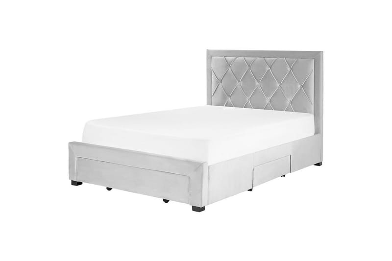 Seng med oppbevaringsskuffer Lievin - Grå, 140x200 cm - Møbler - Senger - Sengeramme & sengestamme