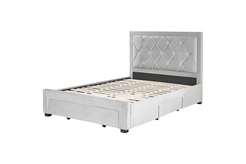 Seng med oppbevaringsskuffer Lievin - Grå, 140x200 cm - Møbler - Senger - Sengeramme & sengestamme