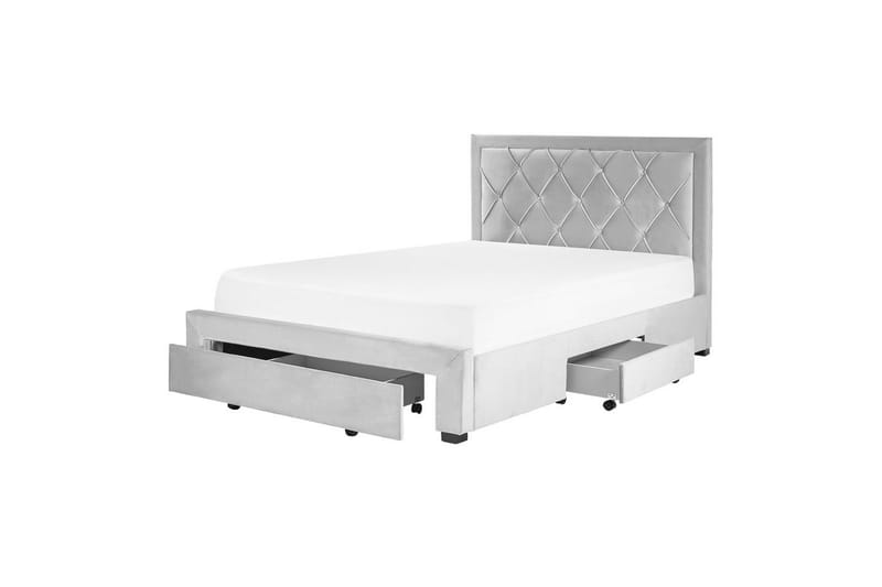 Seng med oppbevaringsskuffer Lievin - Grå, 140x200 cm - Møbler - Senger - Sengeramme & sengestamme