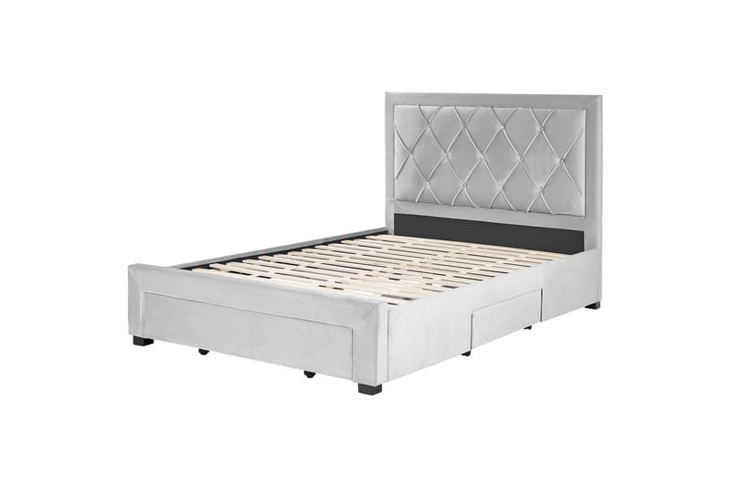 Seng med oppbevaringsskuffer Lievin, Grå, 140x200 cm