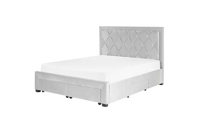 Seng med oppbevaringsskuffer Lievin - Grå, 160x200 cm - Møbler - Senger - Sengeramme & sengestamme