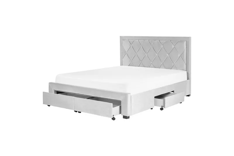 Seng med oppbevaringsskuffer Lievin - Grå, 160x200 cm - Møbler - Senger - Sengeramme & sengestamme