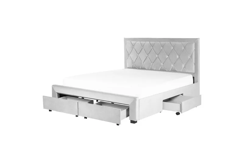 Seng med oppbevaringsskuffer Lievin - Grå, 180x200 cm - Møbler - Senger - Sengeramme & sengestamme