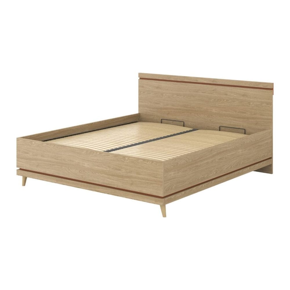 Seng Scandi hev-opp oppbevaring - 180 cm, Oljet eik