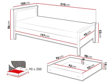 seng Story Beige, eik - Beige, eik - Møbler - Senger - Komplett sengepakke