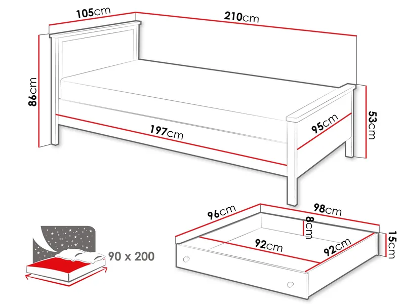 seng Story Beige, eik - Beige, eik - Møbler - Senger - Komplett sengepakke
