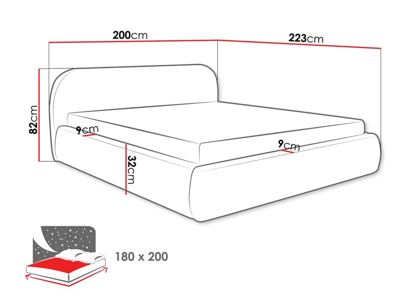 seng Polstret seng TALORI Lambi 08 180x200 cm - Møbler - Senger - Sengeramme & sengestamme