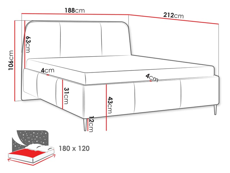 seng Polstret seng OASIS st.drew Margo 227.09 180x200 cm - Møbler - Senger - Sengeramme & sengestamme