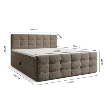 Sengepakke Kontinentalseng Elvros 140x200 cm med oppbevaring med løftemekanisme - Varm greige / lys mokka - Møbler - Senger - Kontinentalsenger