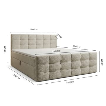 Sengepakke kontinentalseng Elvros 180x200 cm med løfteoppbevaring - Kremet ecru / lys beige - Møbler - Senger - Kontinentalsenger