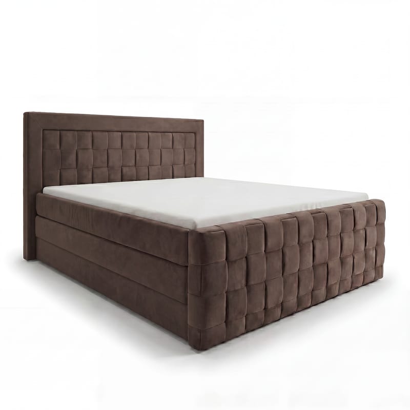 Sengepakke kontinentalseng Ryven 140x200 cm med løfteoppbevaring, mørk espresso/mørkebrun