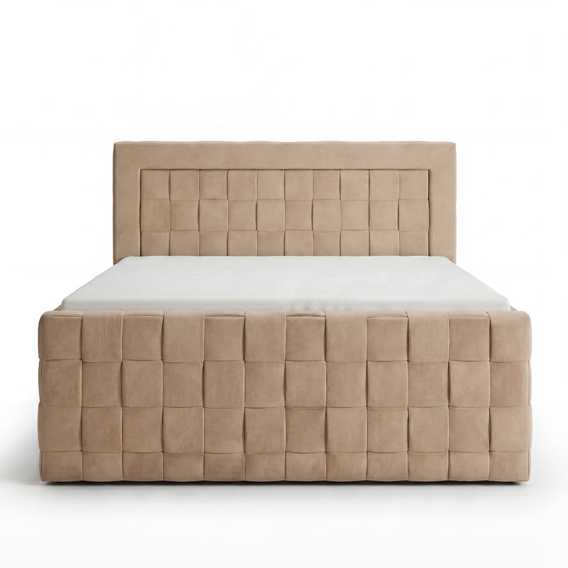 Sengepakke kontinentalseng Ryven 160x200 cm med løfteoppbevaring - kamel/karamell/gyllen beige - Møbler - Senger - Kontinentalsenger