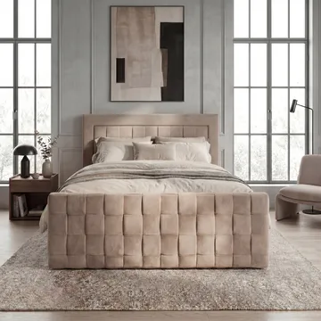 Sengepakke kontinentalseng Ryven 160x200 cm med løfteoppbevaring - varm beige/latte - Møbler - Senger - Kontinentalsenger