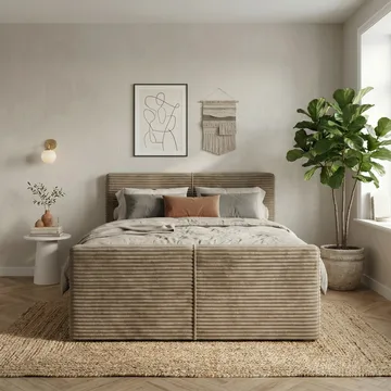 Sengepakke Kontinentalseng Sorvin 180x200 cm med oppbevaring med løftemekanisme - Varm beige - Møbler - Senger - Kontinentalsenger