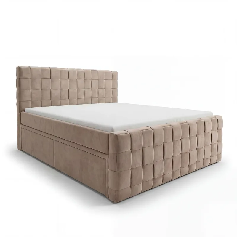 Sengepakke kontinentalseng Tyrosen 140x200 cm med skuffeoppbevaring, varm beige