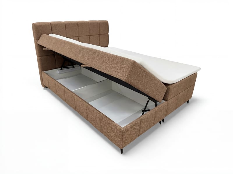 Sengepakke kontinentalseng Vyrosen 160x200 cm med løfteoppbevaring - beige - Møbler - Senger - Kontinentalsenger