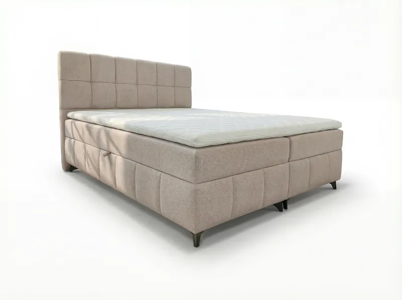 Sengepakke kontinentalseng Vyrosen 160x200 cm med løfteoppbevaring, kremet beige