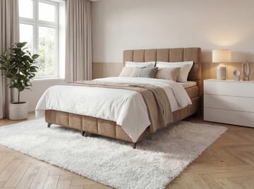 Sengepakke kontinentalseng Vyrosen 180x200 cm med løfteoppbevaring - beige - Møbler - Senger - Kontinentalsenger