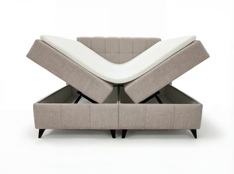 Sengepakke kontinentalseng Vyrosen 180x200 cm med løfteoppbevaring - kremet beige - Møbler - Senger - Kontinentalsenger
