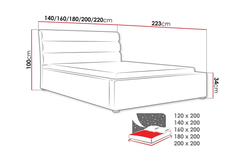 Adrianah Sengeramme 200x200 cm - Møbler - Senger - Seng med oppbevaring