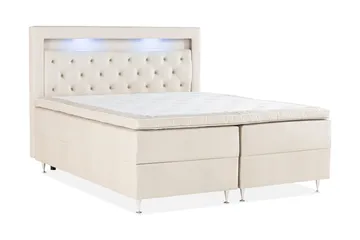 Alessia Komplett Sengpakke med Oppbevaring LED-belysning 160x200 cm - Beige - Møbler - Senger - Seng med oppbevaring
