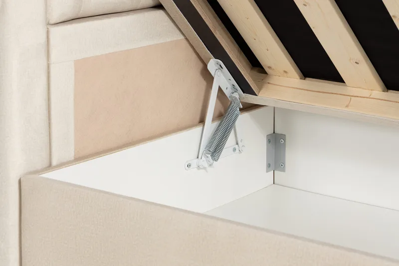 Alessia Komplett Sengpakke med Oppbevaring LED-belysning 160x200 cm - Beige - Møbler - Senger - Seng med oppbevaring