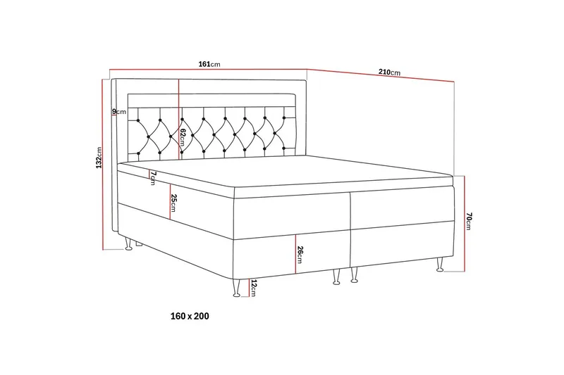 Alessia Komplett Sengpakke med Oppbevaring LED-belysning 160x200 cm - Mørkgrå - Møbler - Senger - Seng med oppbevaring