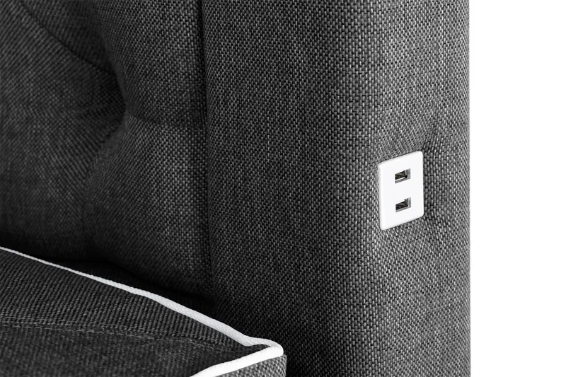 Alessia Komplett Sengpakke med Oppbevaring LED-belysning 160x200 cm - Svart - Møbler - Senger - Seng med oppbevaring