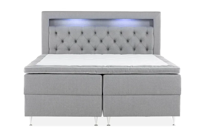 Alessia Komplett Sengpakke med Oppbevaring LED-belysning 180x200 cm - Grå - Møbler - Senger - Seng med oppbevaring